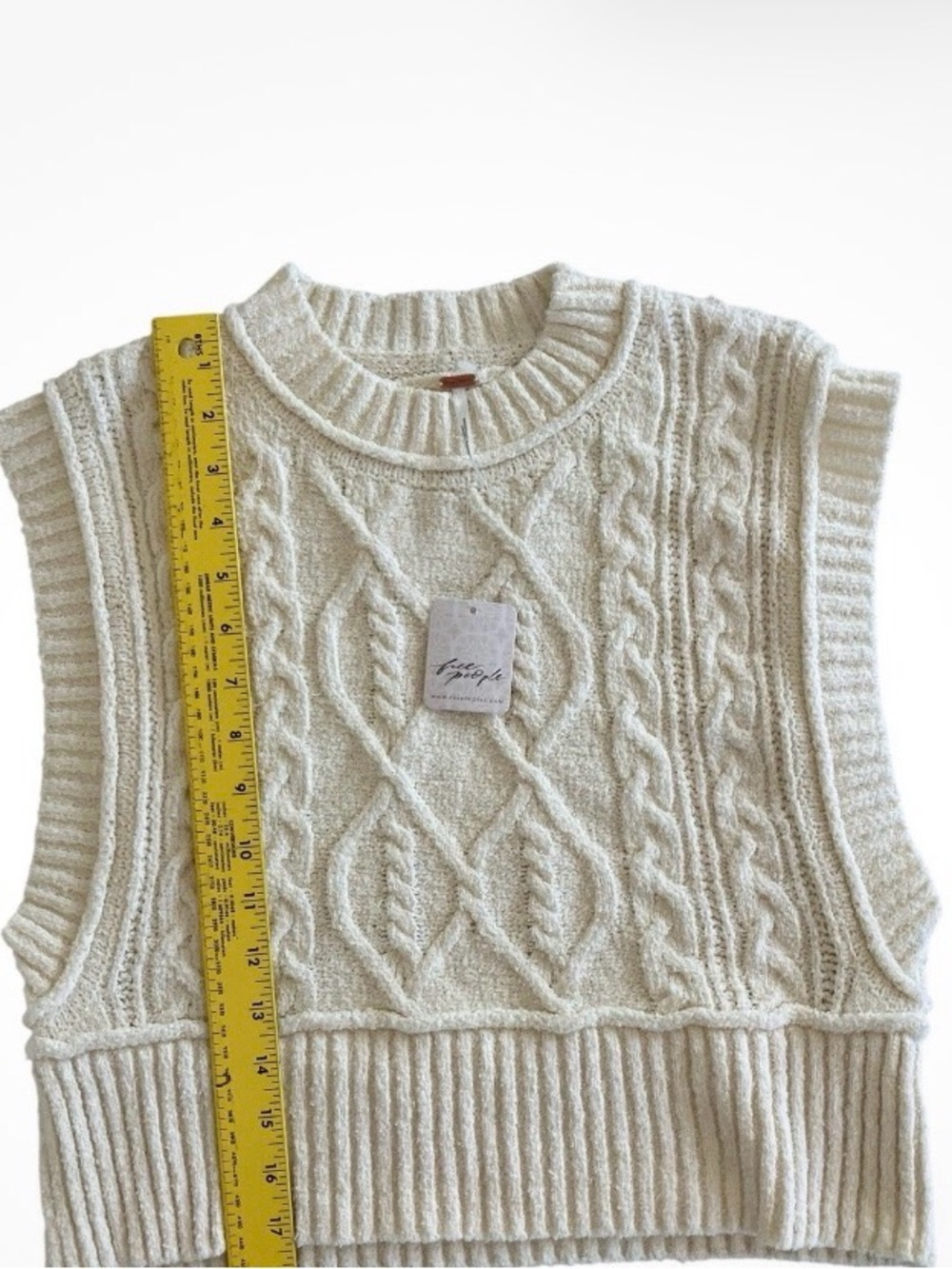 Free People Rowan Cream Cable Knit Sweater Vest - Picture 5 of 10